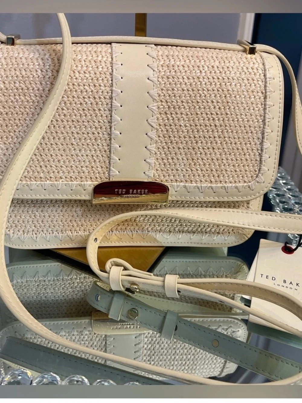 Ted Baker Pale Yellow Woven Crossbody Bag